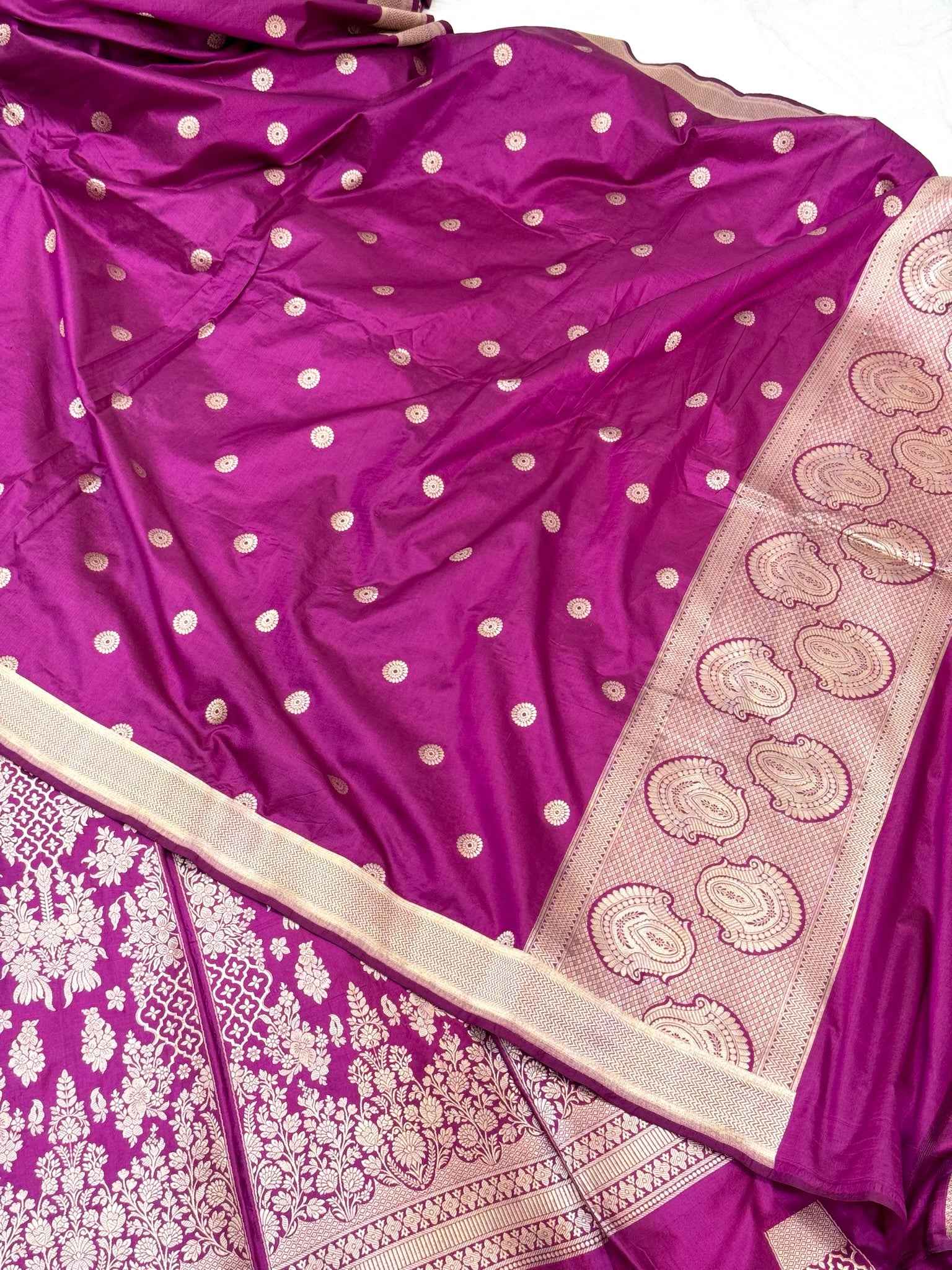 Magenta Katan Silk Pure Handwoven Lahenga