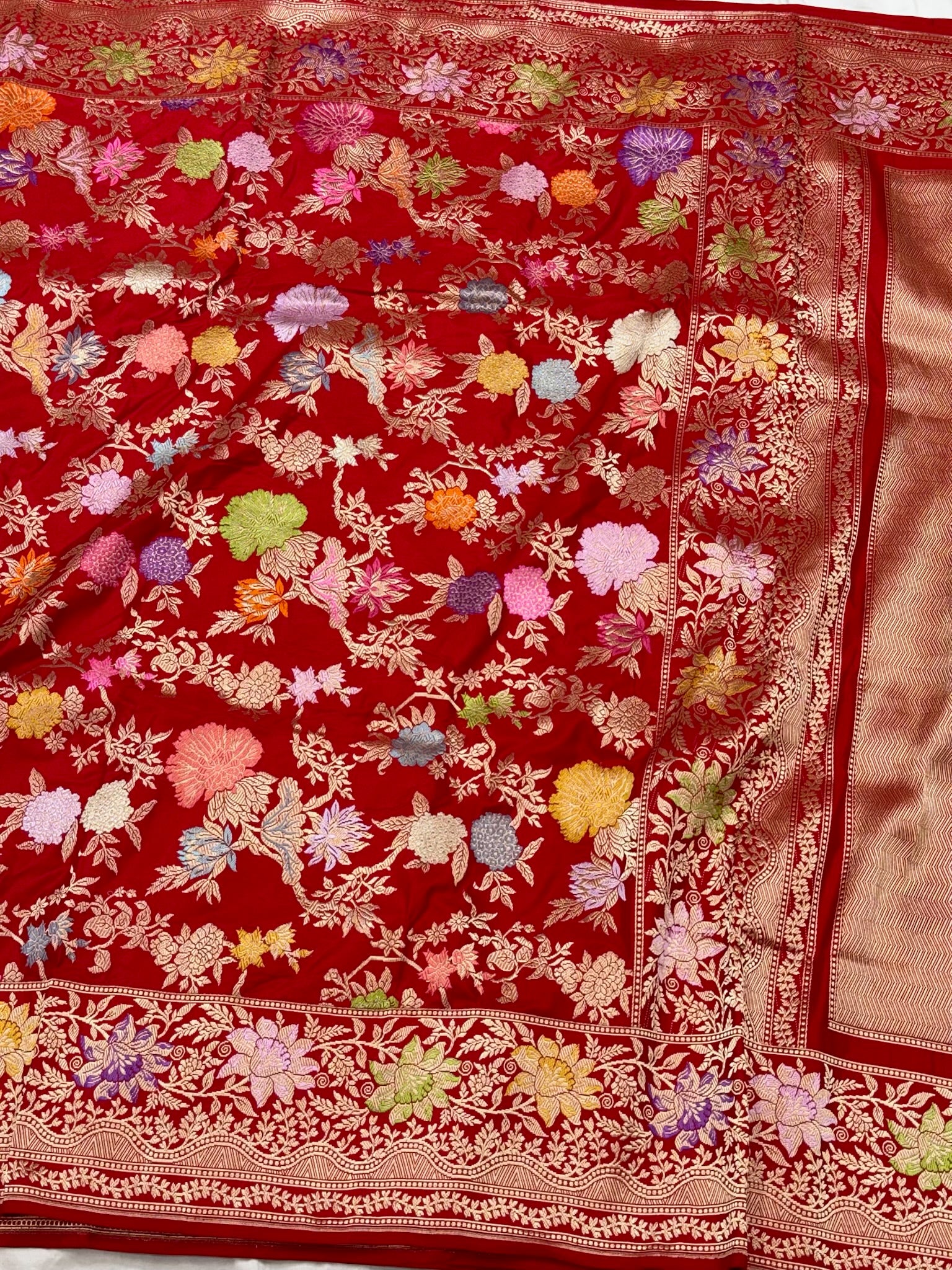 Red Exclusive Premium Banarasi Luxury Saree | Pure Double Katan Mulberry Silk - Kadhwa Technique Handwoven Saree | New Era Of Elegance
