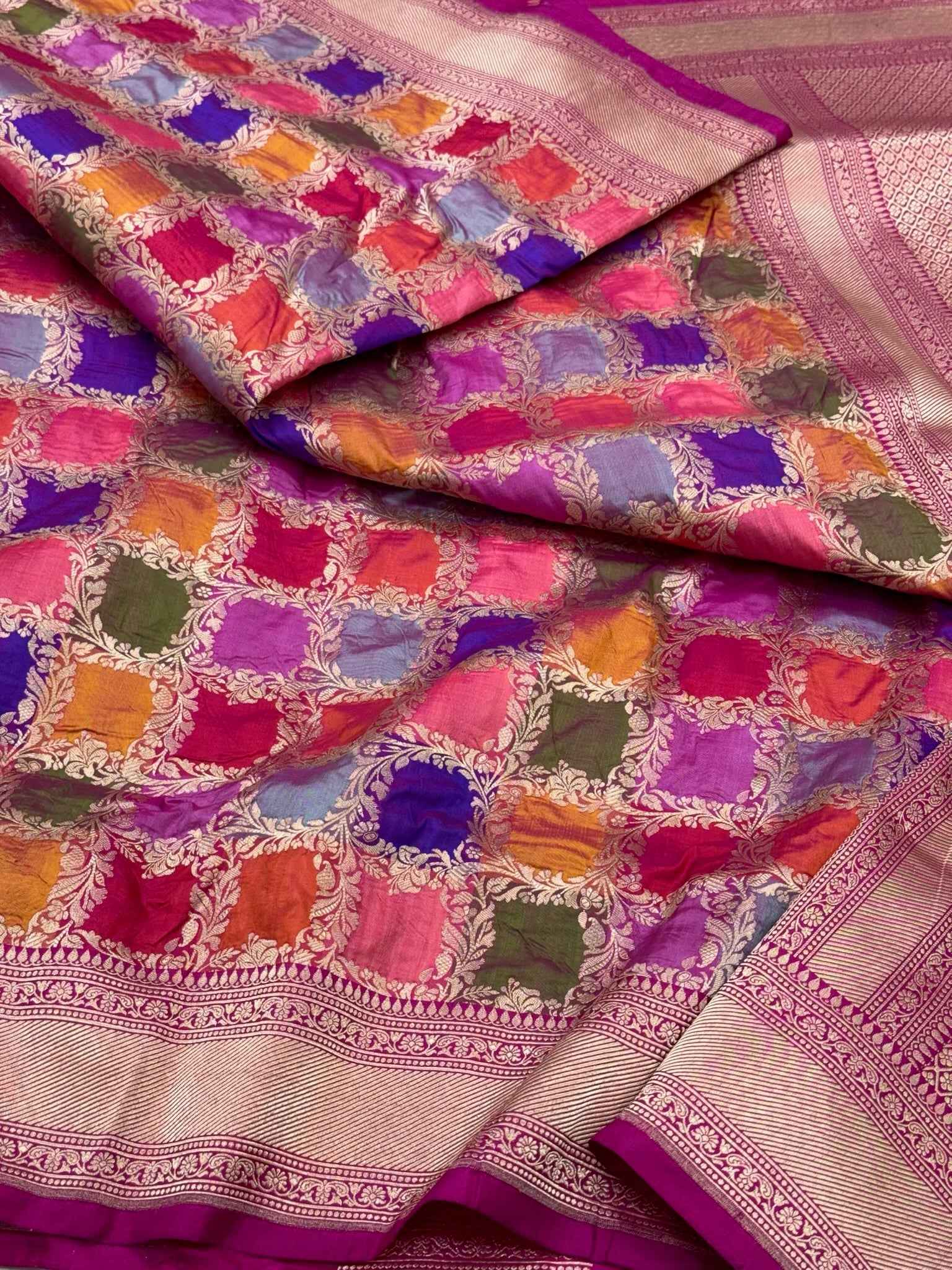 Rani Pink Rangkaat Handloom Banarasi Saree - Pure Katan Mulberry Silk Authentic Banarasi Saree
