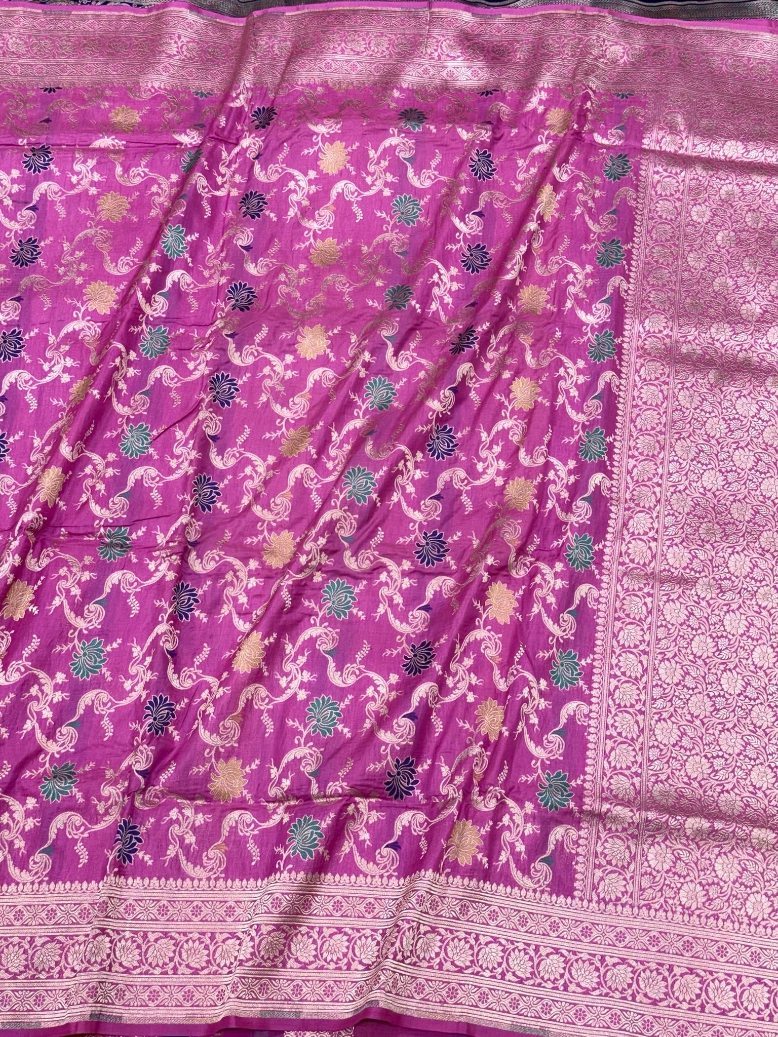 Onion Pink Pure Mulberry Katan Silk Handloom Banarasi Saree