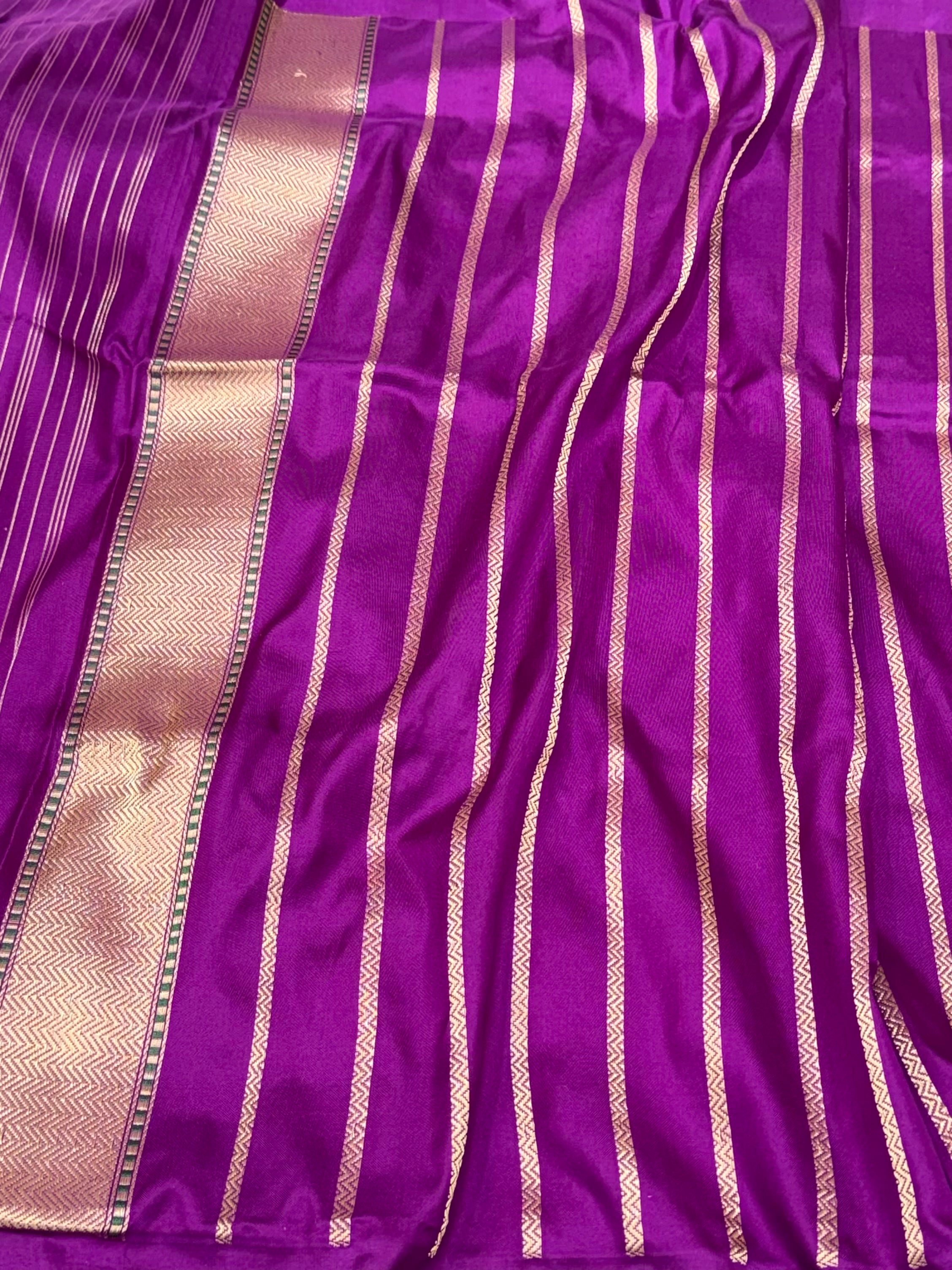 Lavender Pure Kora Silk Handwoven Banarasi Saree - Ektara Weave