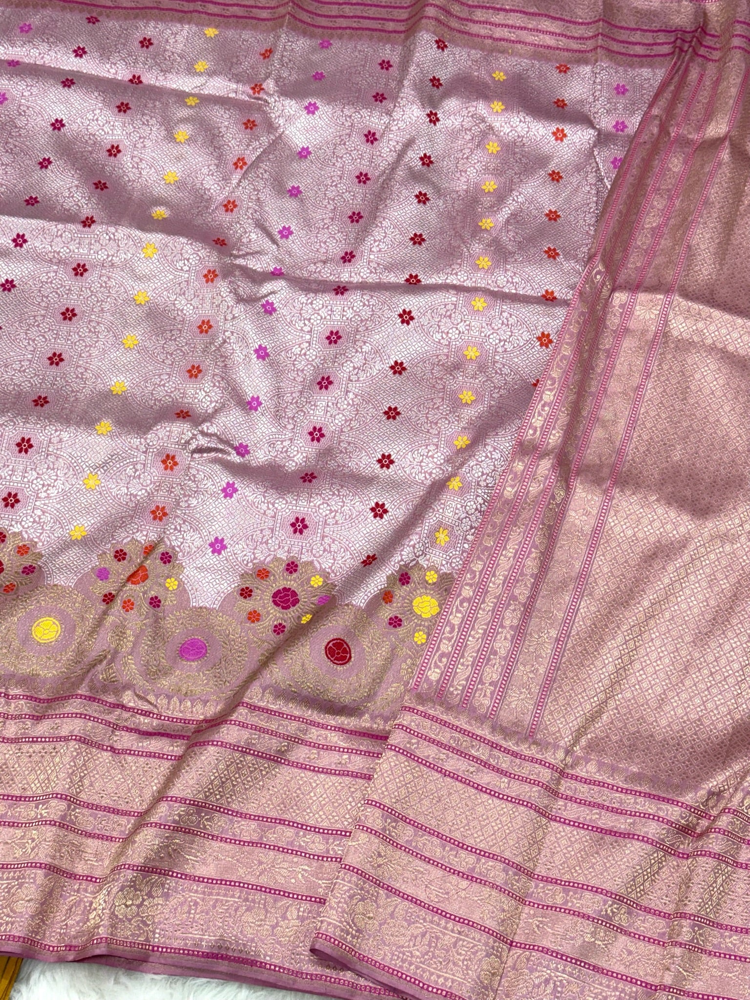 Mauve Pink Pure Mulberry Katan Silk Handwoven Banarasi Saree |Brocade|