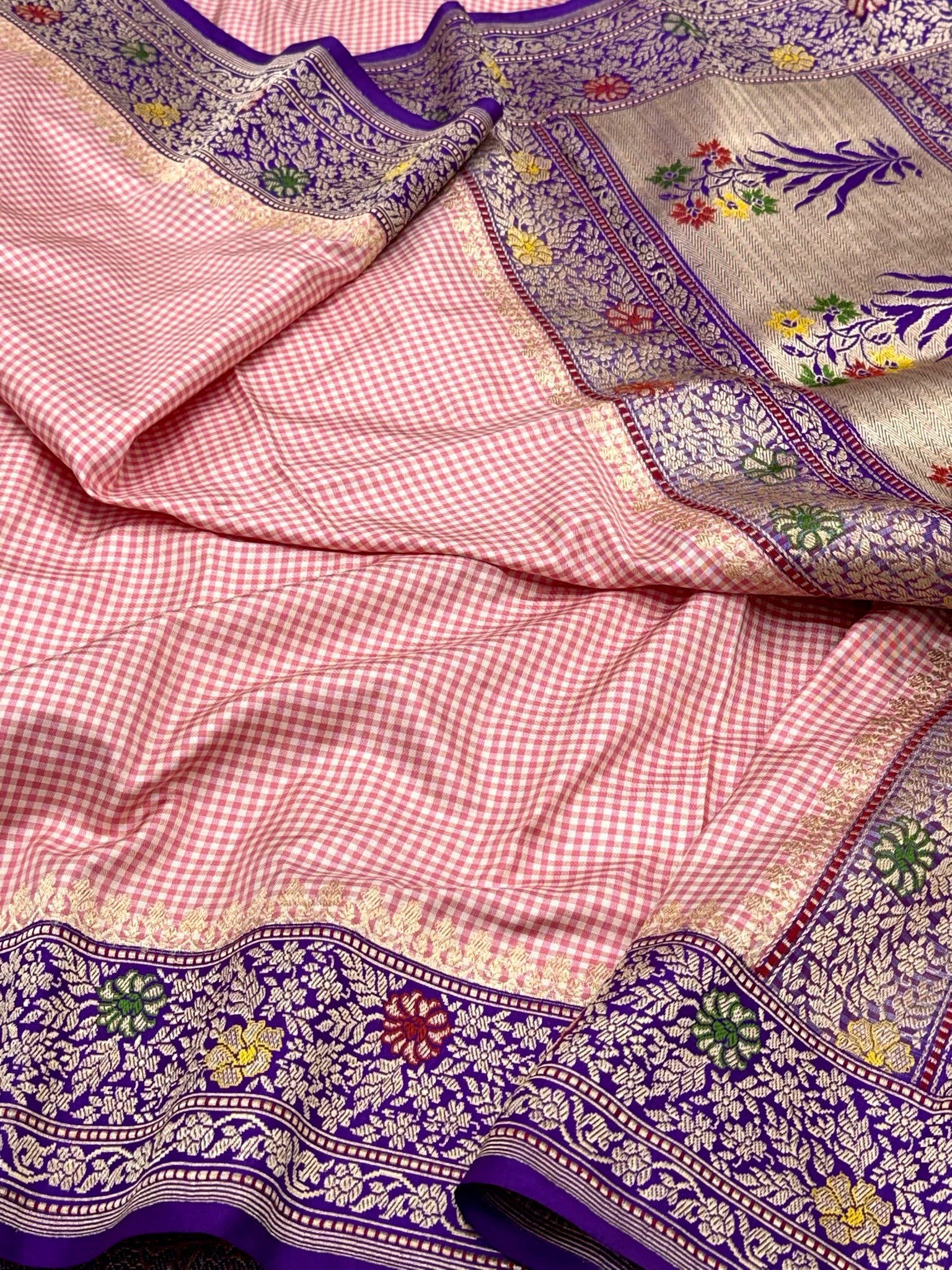 Pink Pure Mulberry Double Katan Silk | Kadhwa Ektara Kadhiyal | Handwoven Banarasi Saree - Six Yards of Pure Elegance
