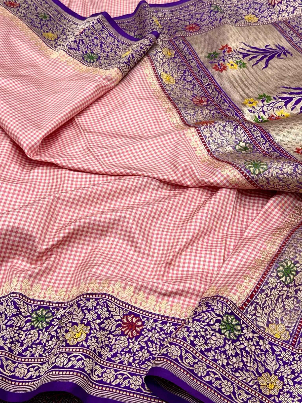 Pink Pure Mulberry Double Katan Silk | Kadhwa Ektara Kadhiyal | Handwoven Banarasi Saree - Six Yards of Pure Elegance