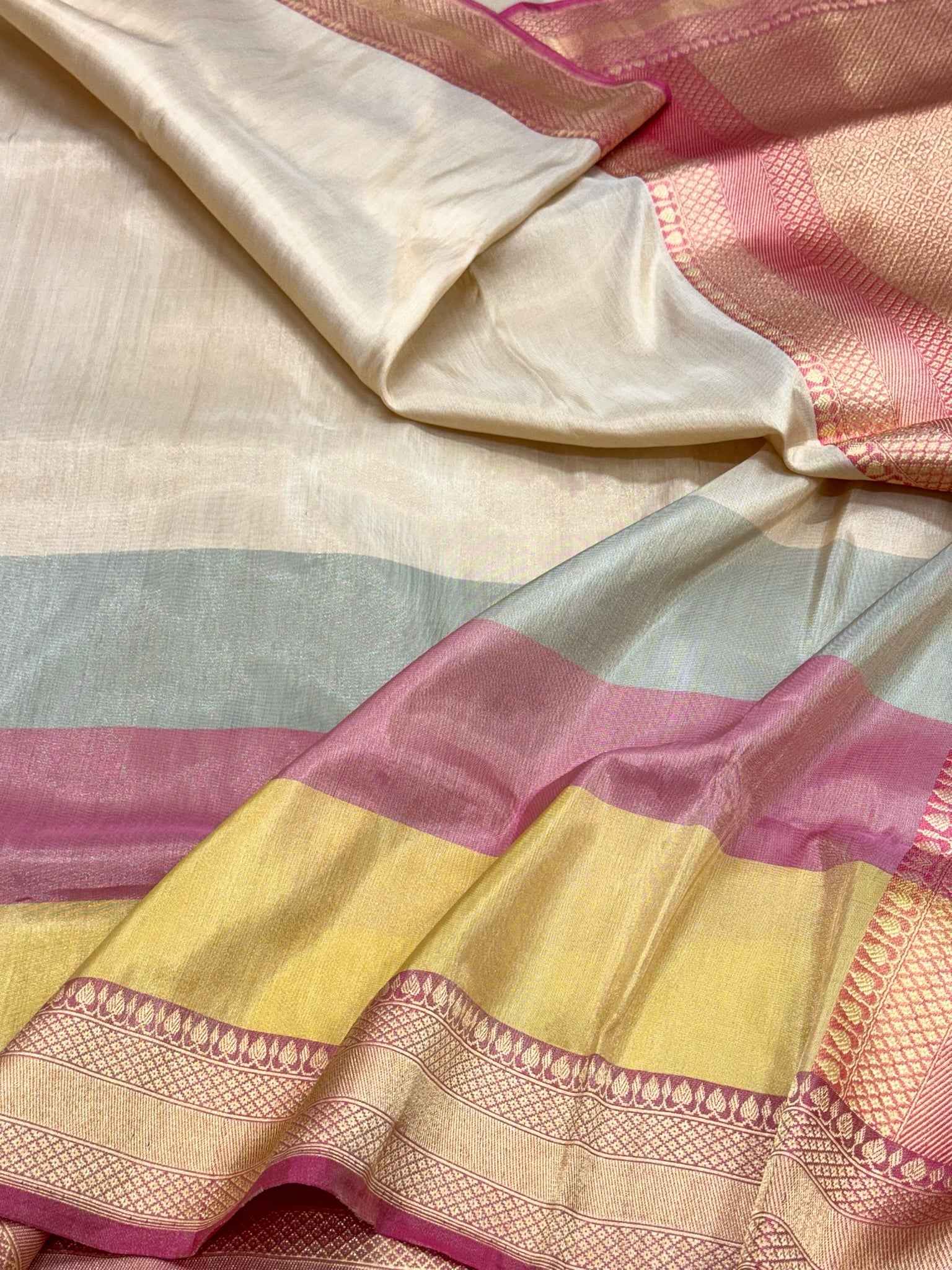 Ivory Double Katan Tissue With Ektara Weave
