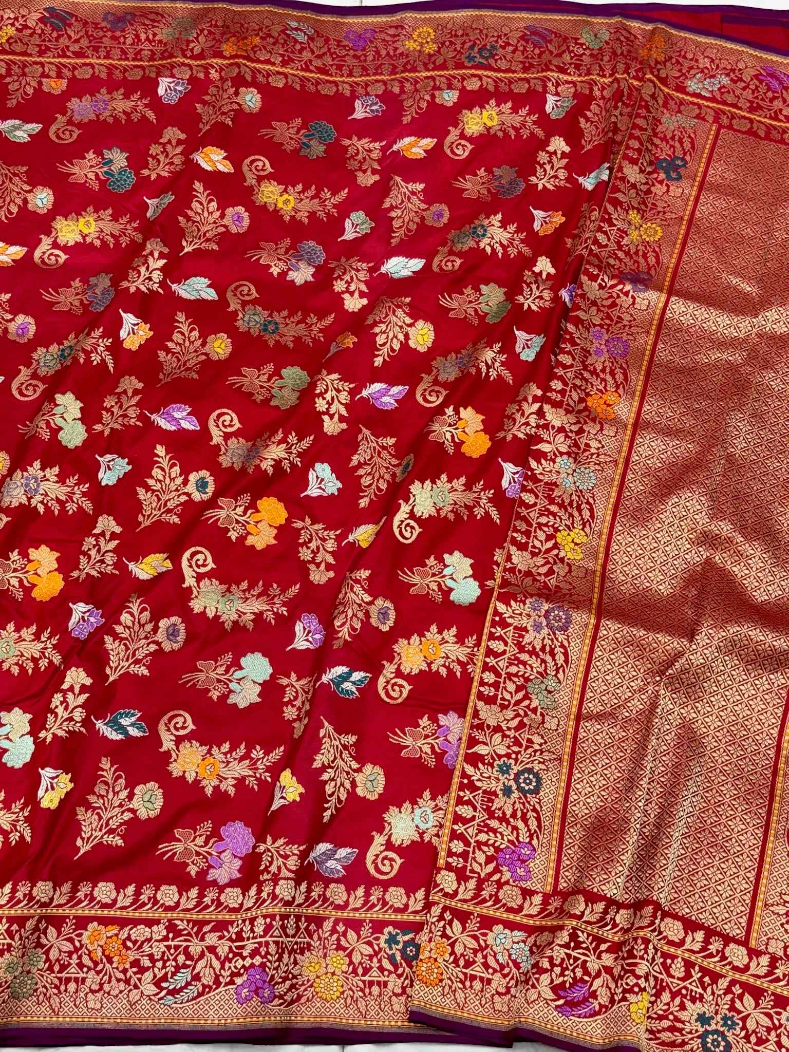Bottle Green Pure Mulberry Double Katan Silk | Kadhwa Technique | Handwoven Banarasi Saree