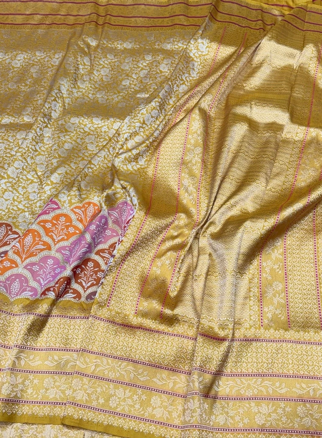 Yellow Pure Katan Silk Handwoven Banarasi Brocade Saree