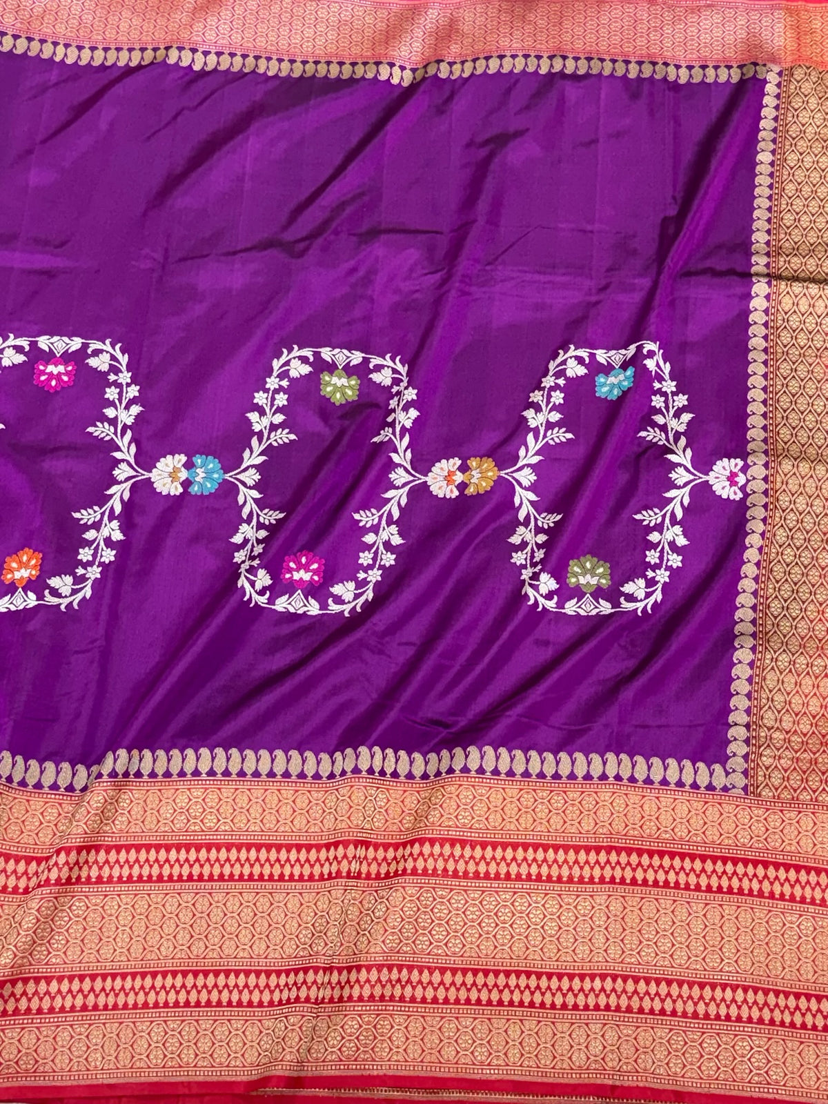 Purple Pure Katan Mulberry Silk Handwoven | Kadhwa ,Kadhiya + Ektara Technique | Modern Contemporary Banarasi Premium Saree