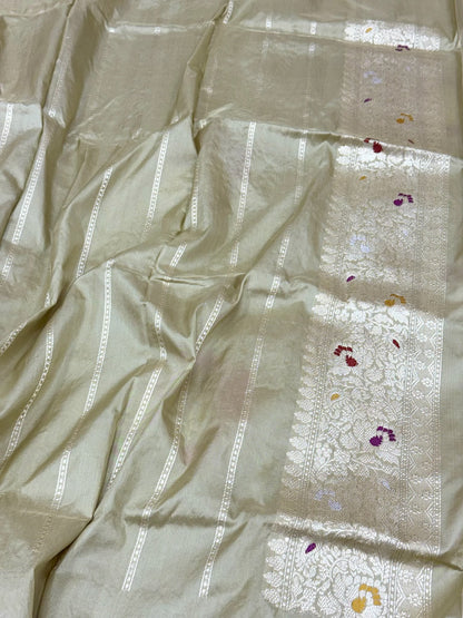 Pastel Mint Green Handwoven Kadhwa Banarasi Saree - Pure Katan Mulberry Silk Banarasi Saree