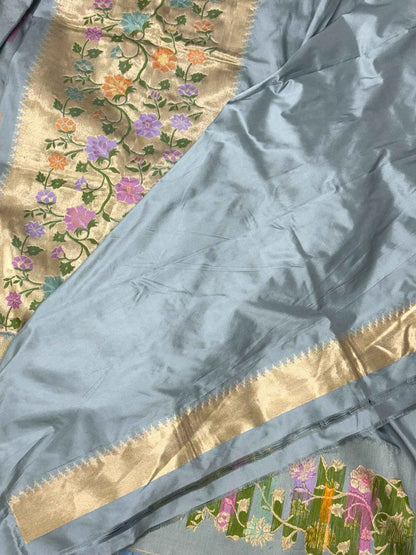 Ice Blue Pure katan Silk Saree (Copy)