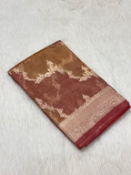 Peach Ektara Tissue Handwoven Saree