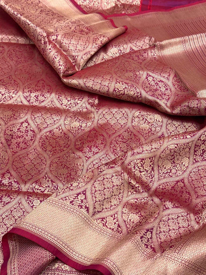 Orange Pure Katan Silk Handwoven Banarasi Brocade Saree