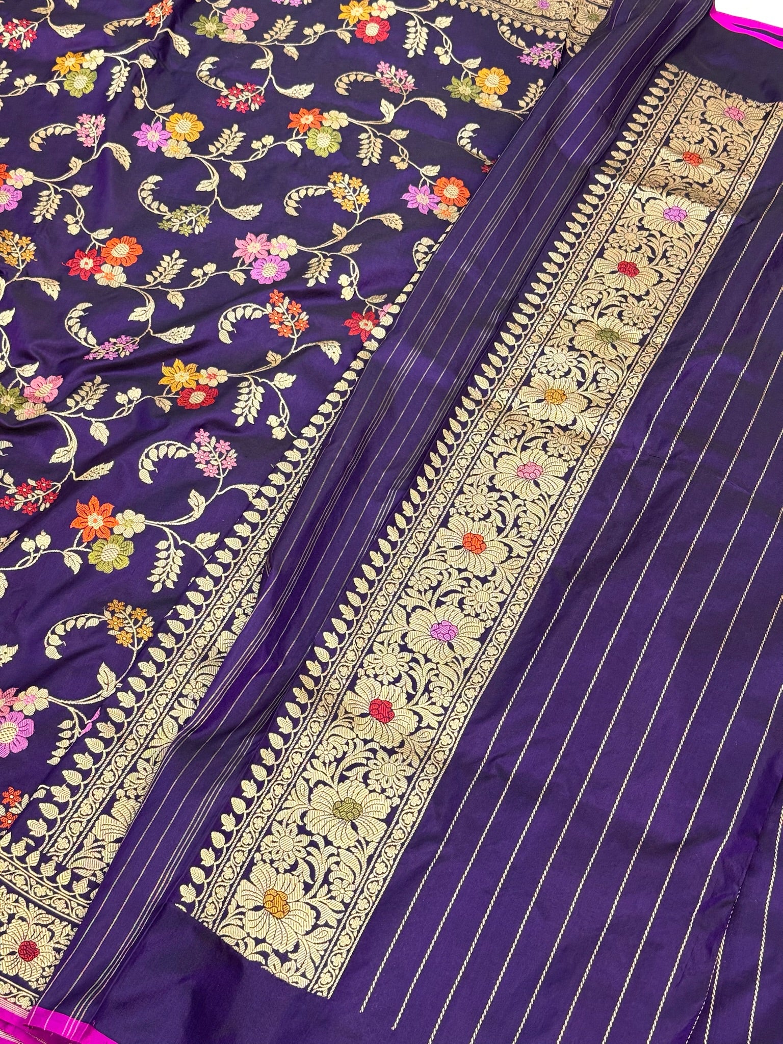 Purple Pure Katan Silk Handwoven Banarasi Saree | Kadhuwa Weave |