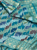 Blue Katan Silk Rangkaat Handwoven Saree