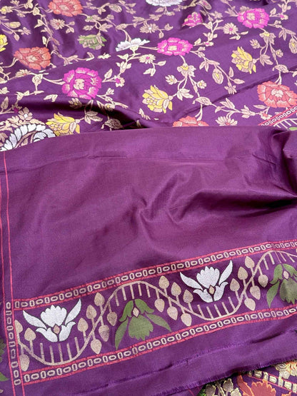 Magenta/Purple Pure Katan Silk Handwoven Banarasi Saree