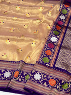 Gold Pure Kora Tissue Handwoven Banarasi Saree