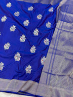 Grey/Green Katan Silk Pure Handwoven Saree (Kadhuva Weave)