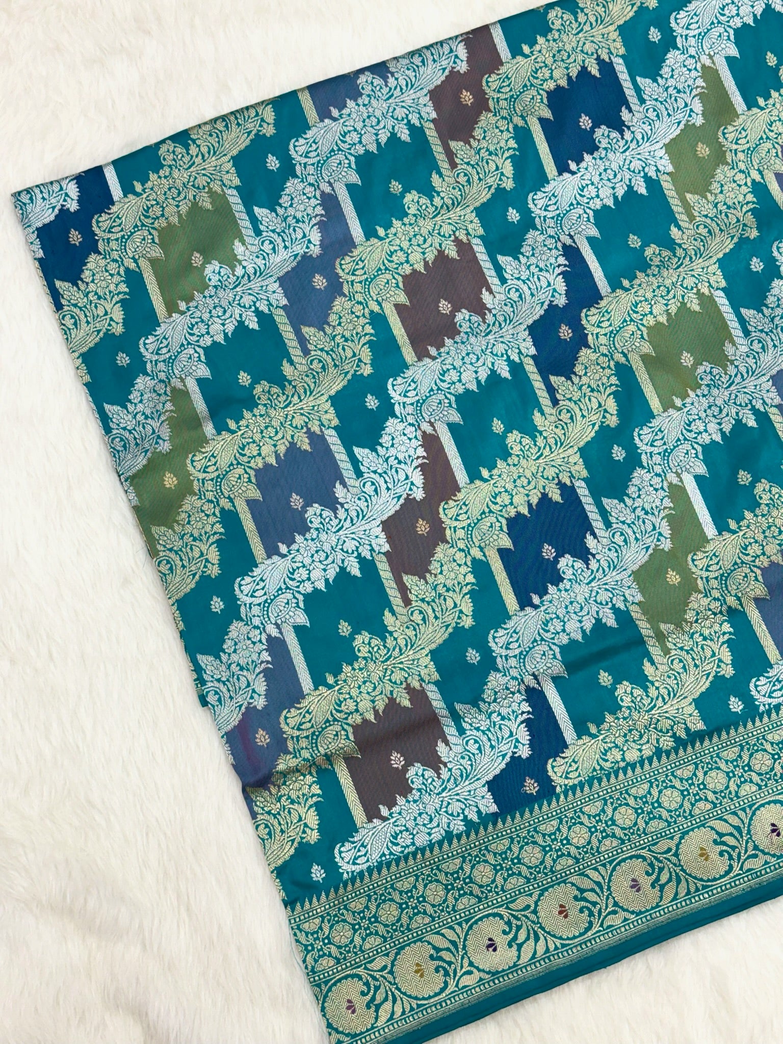 Blue Katan Silk Rangkaat Handwoven Saree