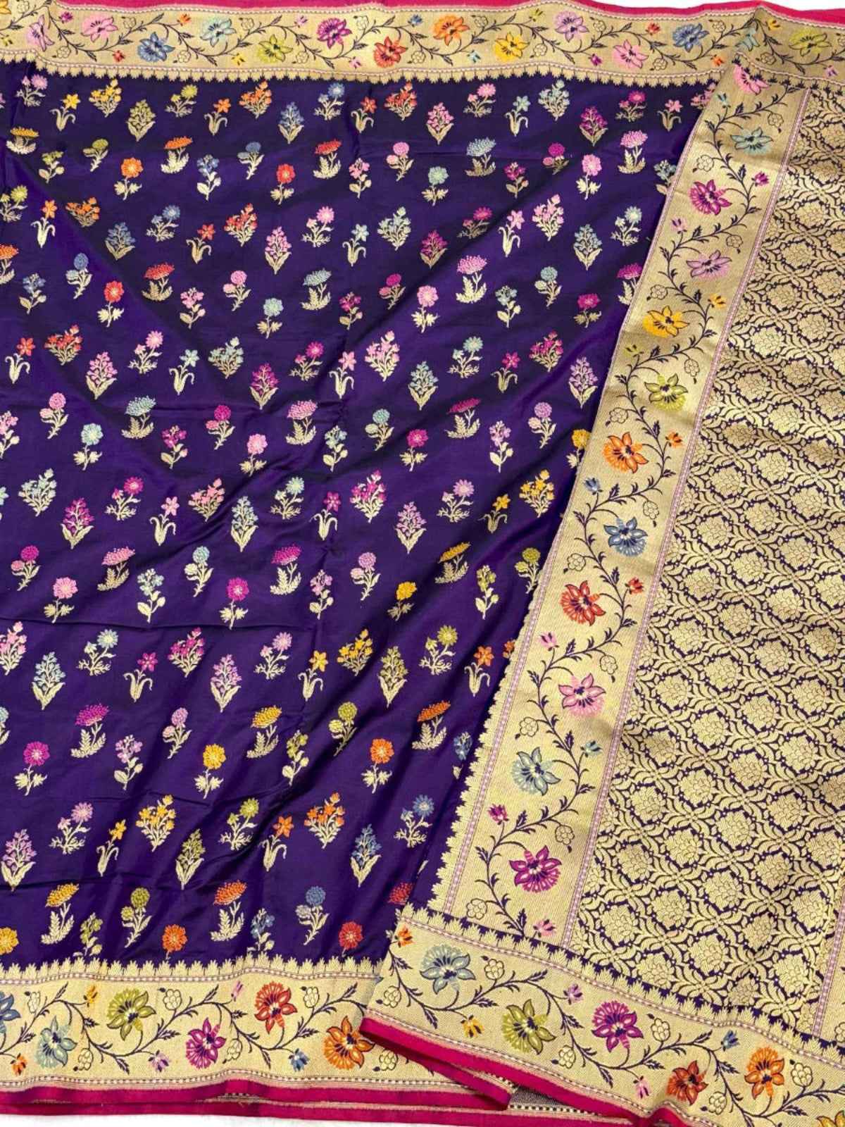 Pink Pure Mulberry Katan Silk Handwoven Banarasi Saree- Kadhuwa