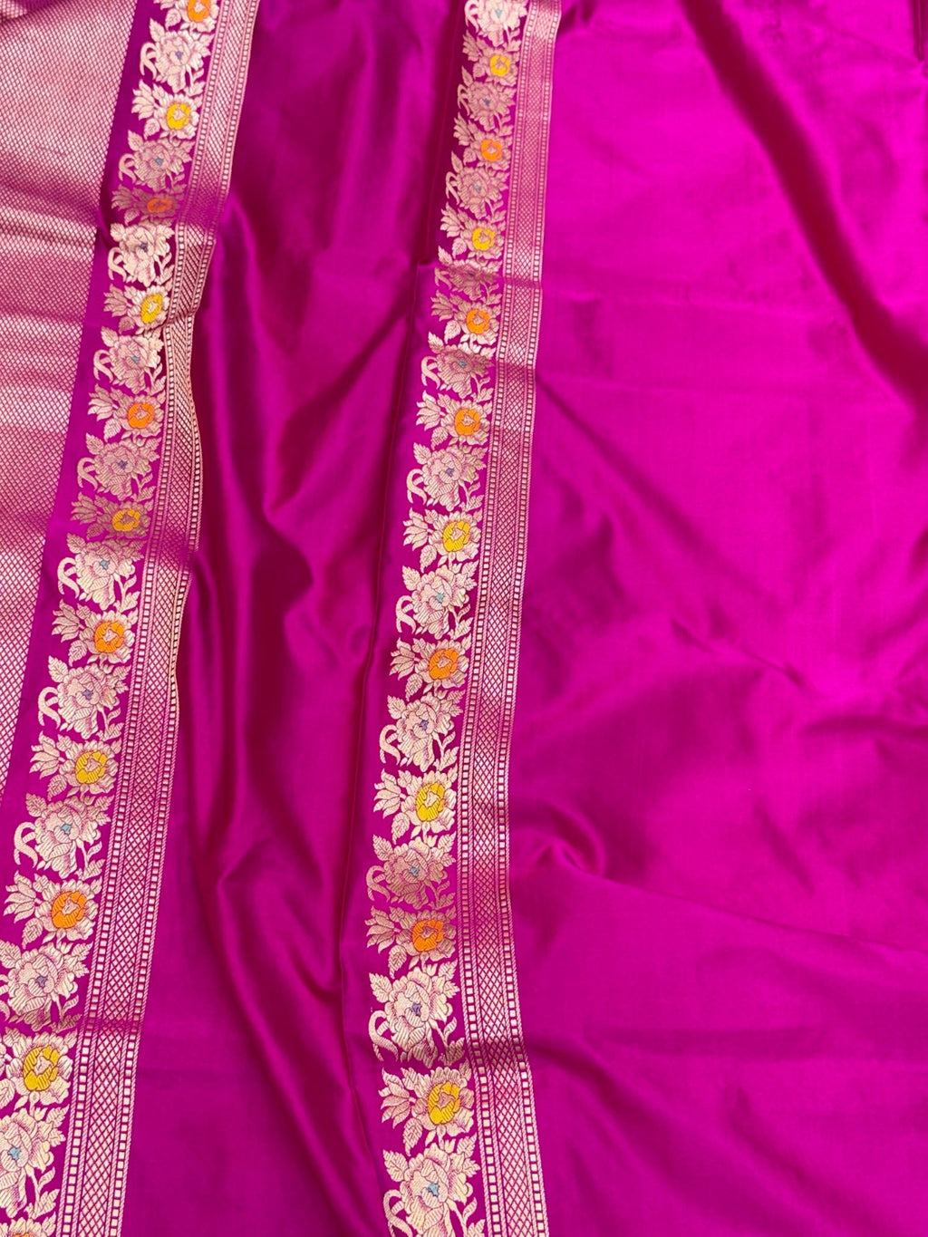 Rani Pink Pure Mashru Satin Silk Handwoven Banarasi Saree