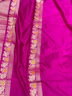 Rani Pink Pure Mashru Satin Silk Handwoven Banarasi Saree