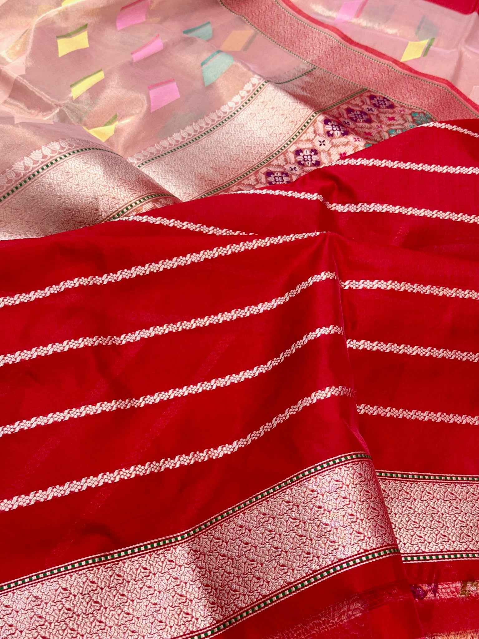 Gold  Kora Tissue Pure Handwoven Saree