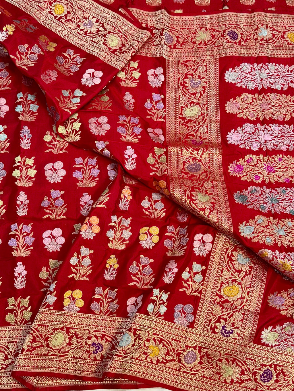 Red Double Katan Silk Handwoven Saree