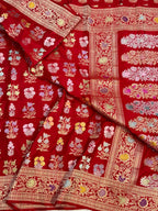 Red Double Katan Silk Handwoven Saree