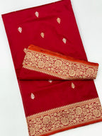 Red Pure Katan Silk Banarasi Saree