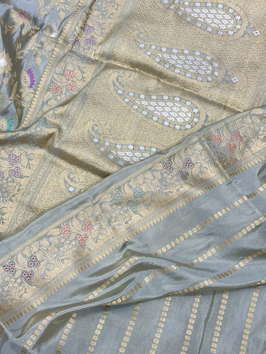Ice Blue Pure katan Silk Saree