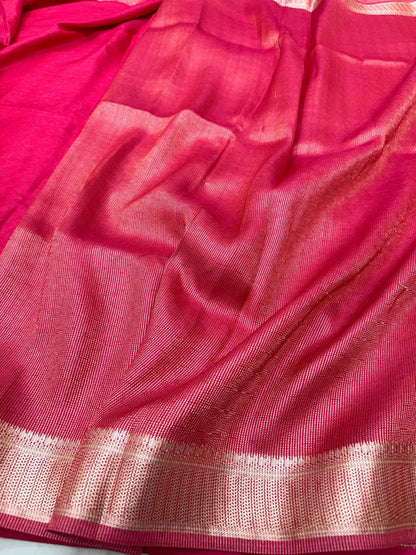 Red Pure Mulberry Silk handwoven Banarasi Saree