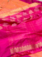 Peach Pink Pure Katan Silk Handwoven Banarasi Saree