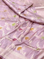 Pastel Pink Pure Katan Silk Banarasi Handloom Saree