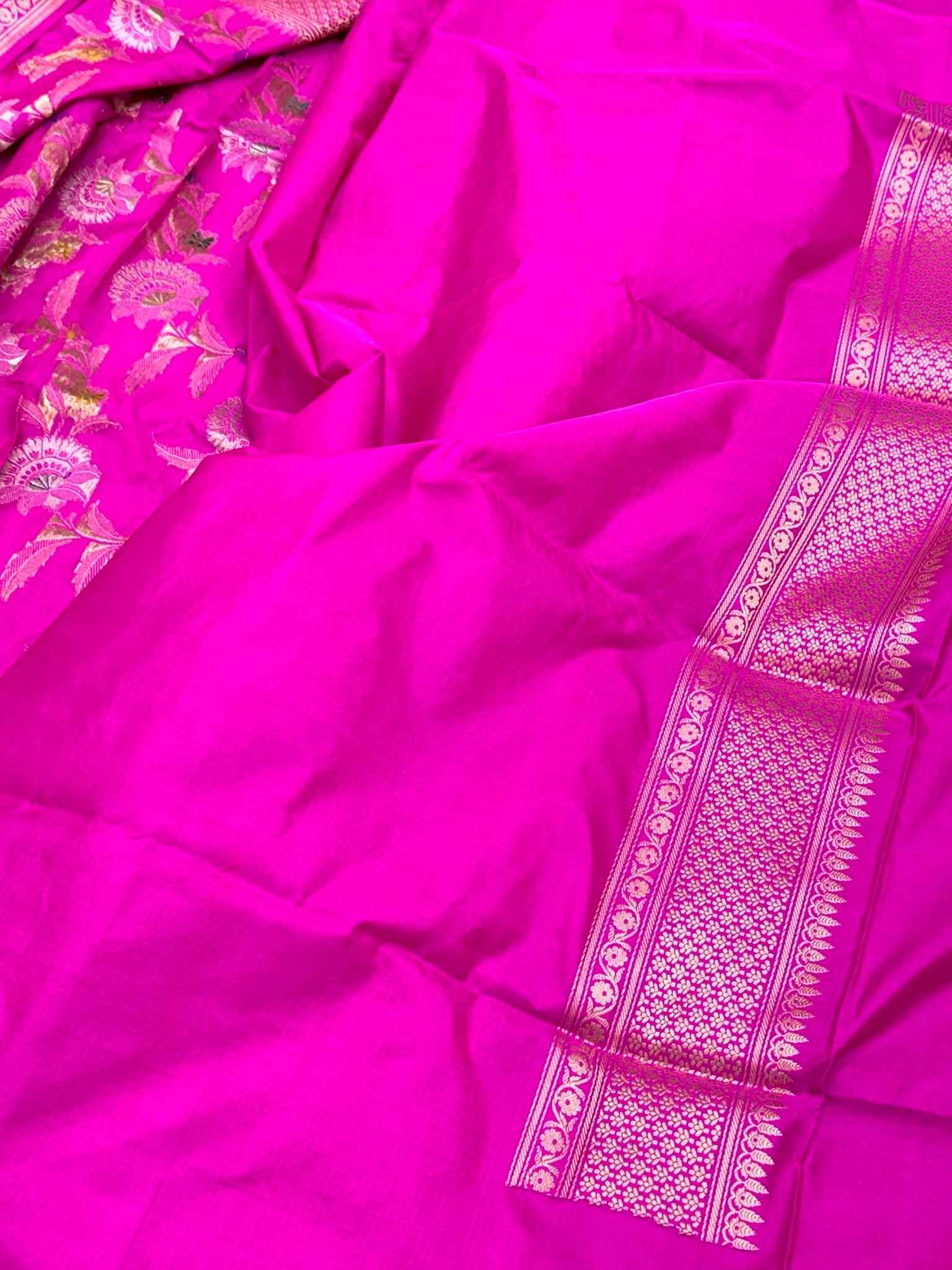 Lilac Pink Pure Kora Tissue Handwoven Banarasi Saree (Kadhuwa Weave)