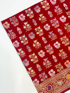Red Double Katan Silk Handwoven Saree