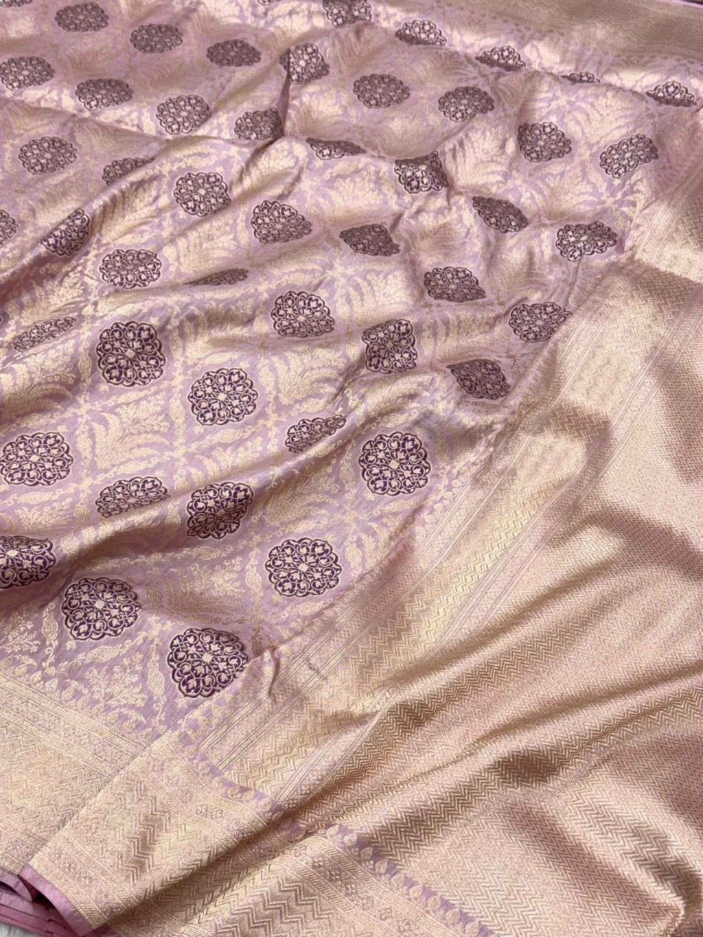 Mauve Pink Katan Silk Handloom Banarasi Brocade Saree