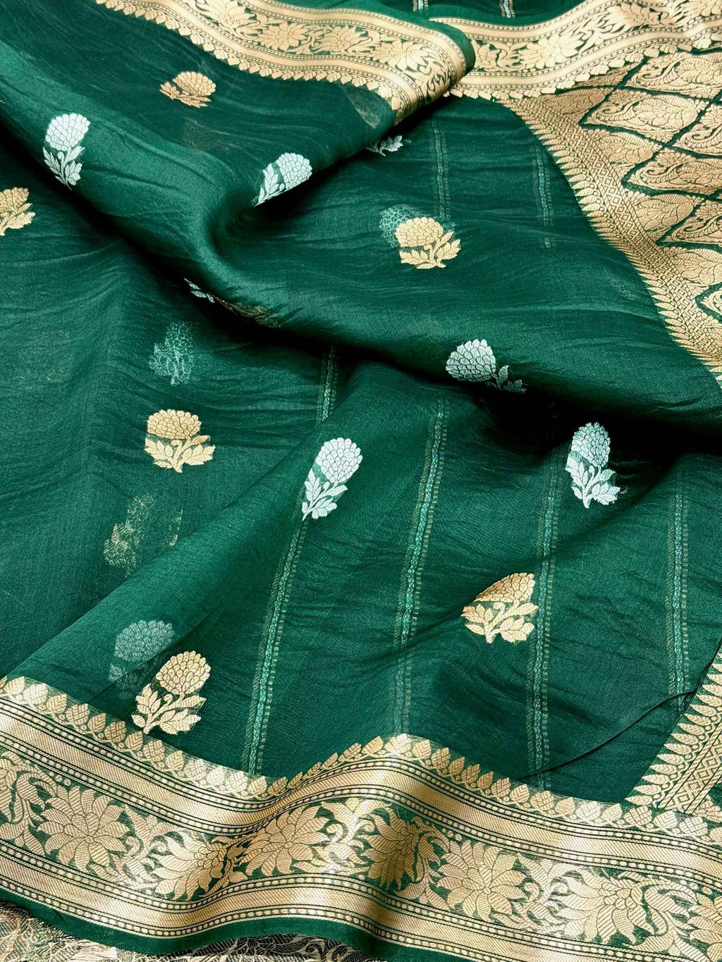 Rani pink Pure Mulberry Silk handwoven Banarasi Saree