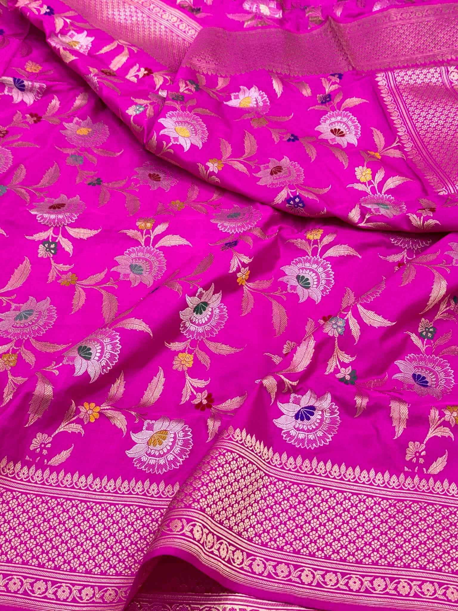 Lilac Pink Pure Kora Tissue Handwoven Banarasi Saree (Kadhuwa Weave)