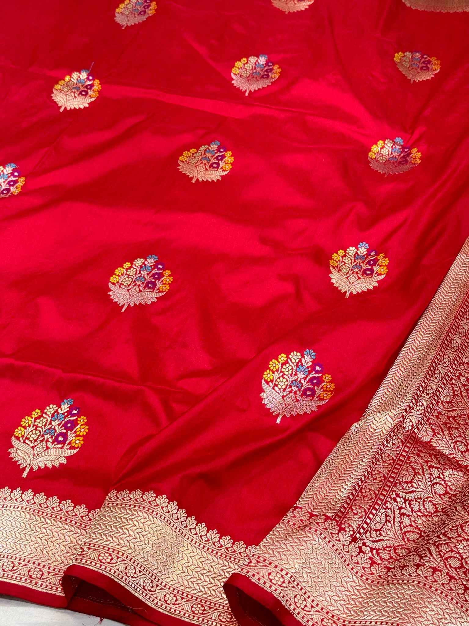Magenta/Purple Pure Katan Silk Handwoven Banarasi Saree