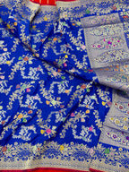 Blue Electric Pure Katan Silk Handwoven Saree