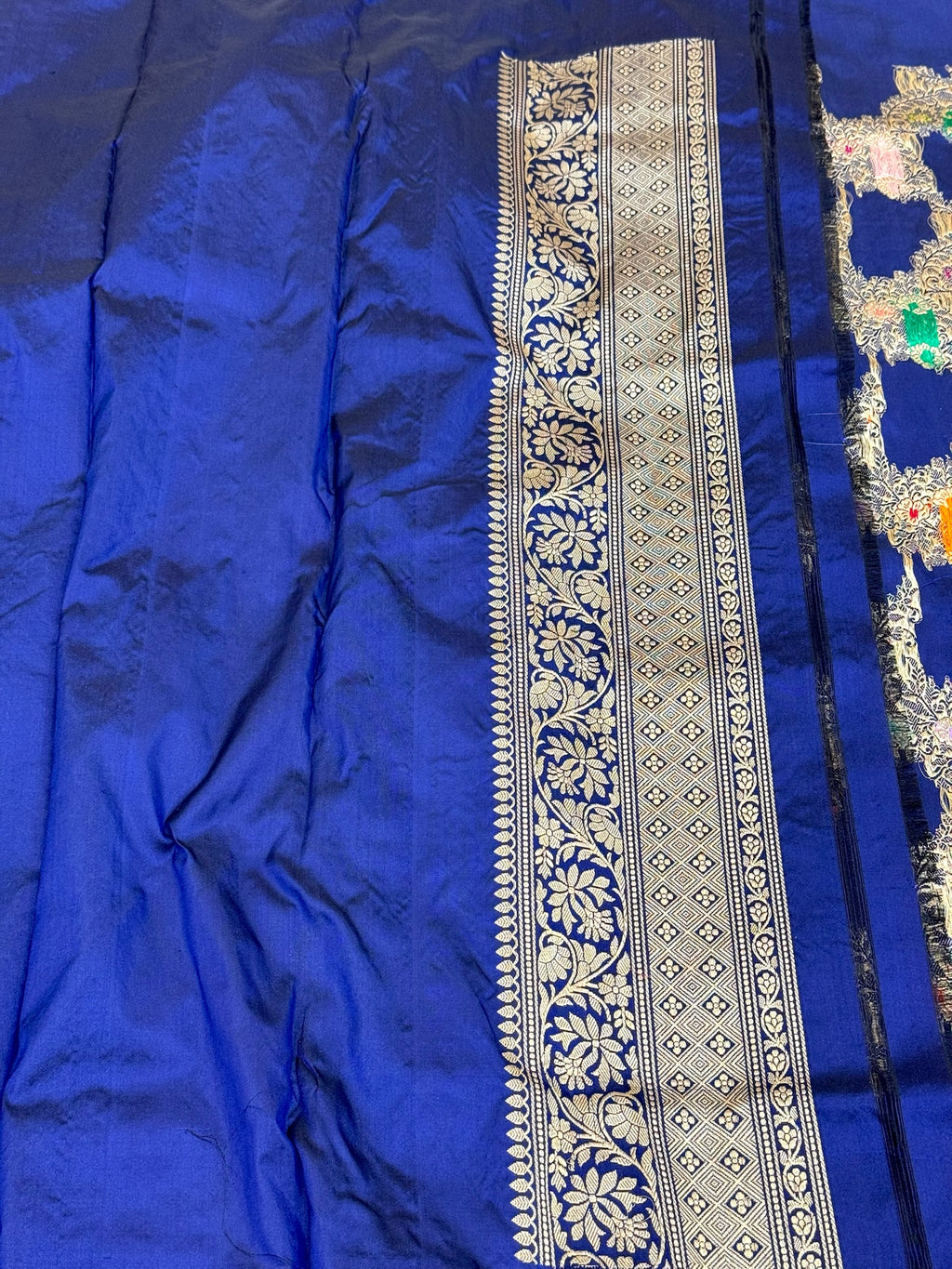 Deep Blue Katan Silk Pure Handwoven Banarasi Saree