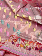 Gold  Kora Tissue Pure Handwoven Saree