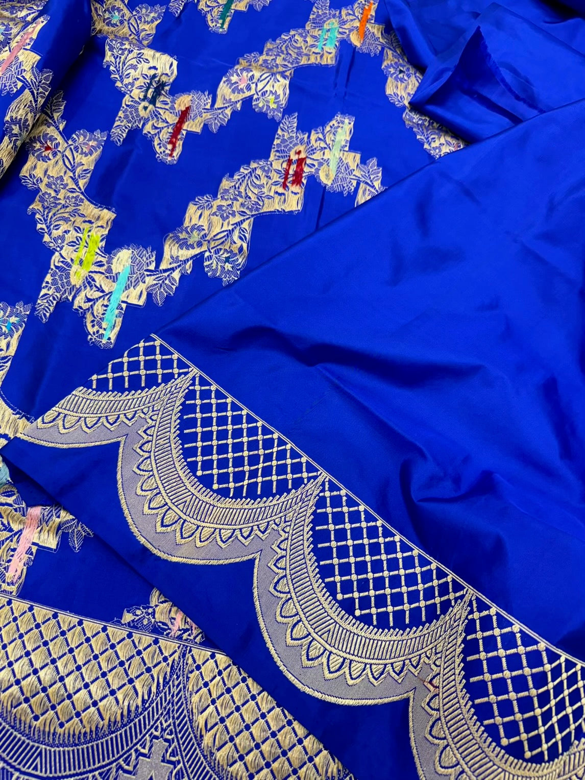 Electric Blue Pure Katan Silk Handwoven Saree