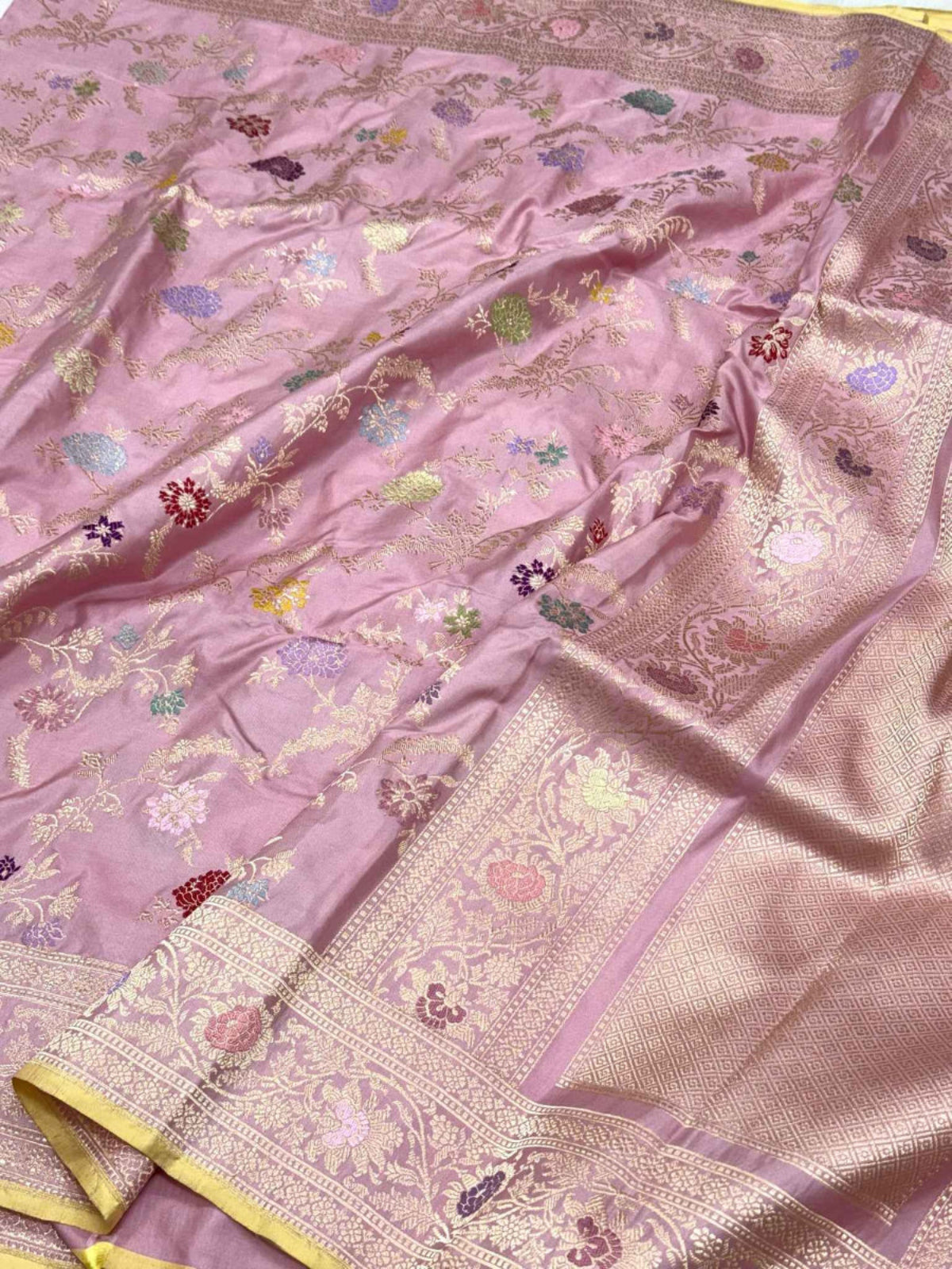 Mauve Pink Pure Katan Silk Banarasi Handwoven Saree