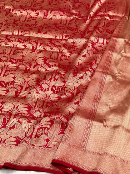 Green Pure Katan Silk Handwoven Banarasi Brocade Saree