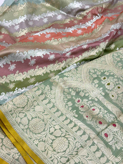 Red Pure Mulberry Katan Silk Rangkaat Handwoven Banarasi Saree