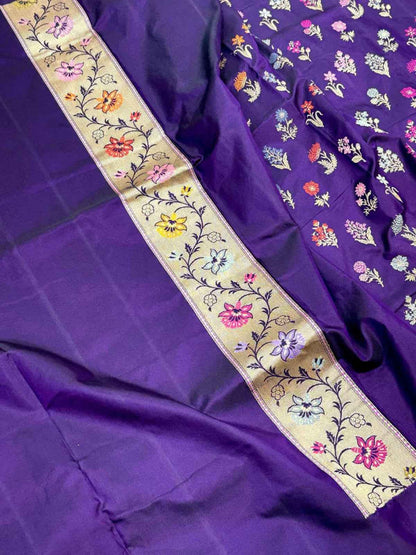Pink Pure Mulberry Katan Silk Handwoven Banarasi Saree- Kadhuwa