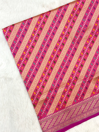 Pink Pure Katan Silk Handwoven Banarasi Saree |Kadhuwa Weave|