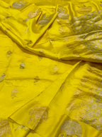 Yellow Pure Raw Mango Silk Handwoven Sare