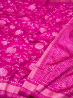 Pink Pure Silk Ektara weave Handwoven Banarasi Saree